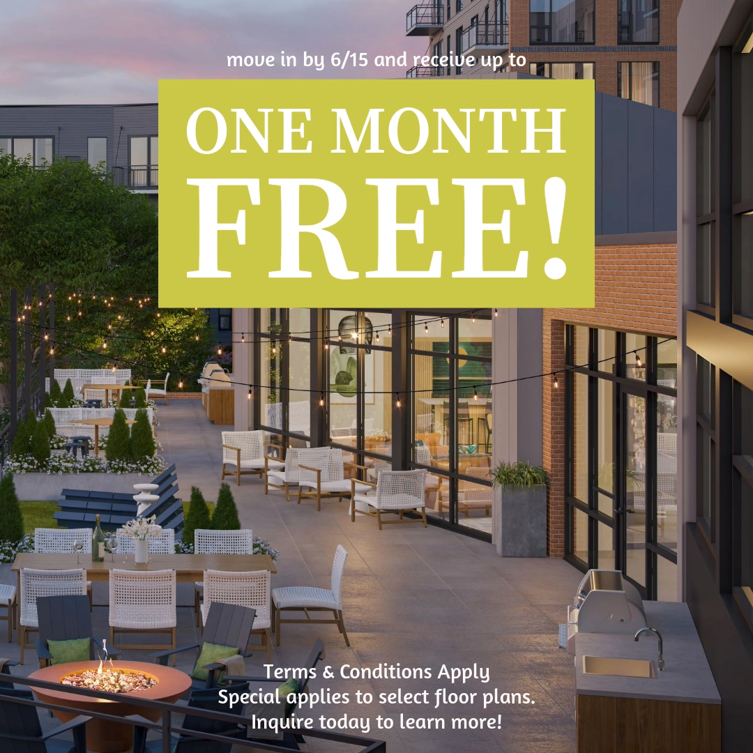 Move in by 6/15 and receive up to one month free! Terms & conditions apply. Special applies to select floor plans. Inquire today to learn more!
