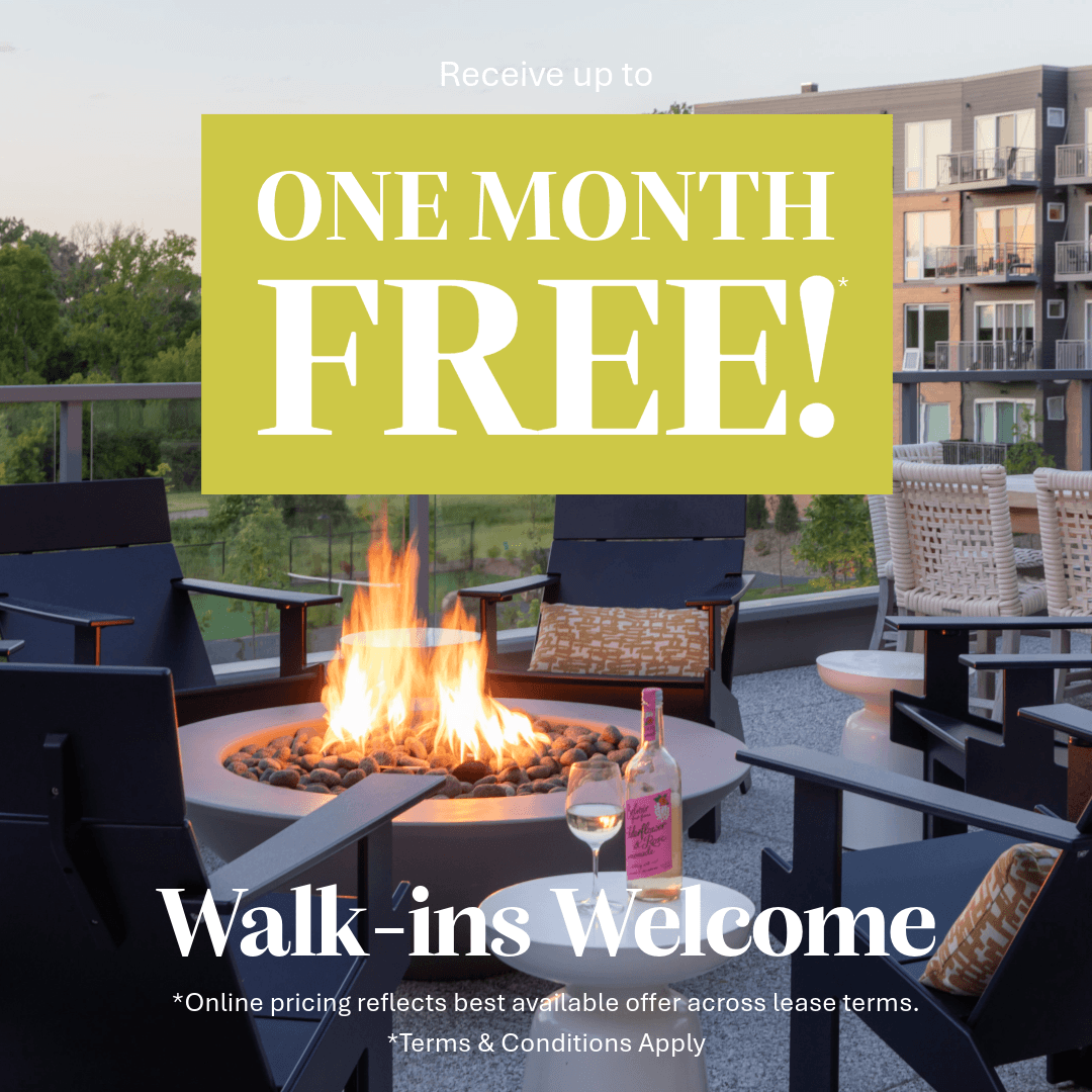 Receive up to One Month Free!* Walk-ins welcome. *Online pricing reflects best available offer across lease terms. *Terms and conditions apply. One bedroom apartments for rent in Edina.